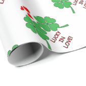 Lucky in Love Hearts Clover Cadeaupapier (Rol Hoek)