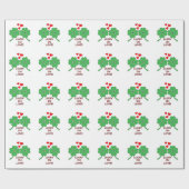 Lucky in Love Hearts Clover Cadeaupapier (Vlak)