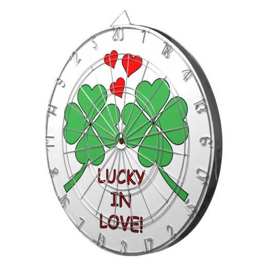 Lucky in Love Hearts Clover Dartbord (Voorkant Rechts)