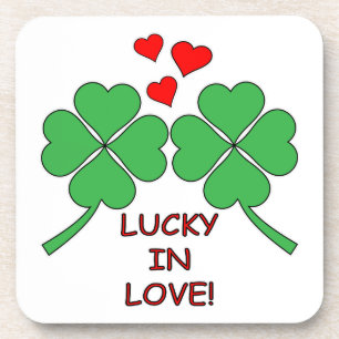 Lucky in Love Hearts Clover Drankjes Onderzetter
