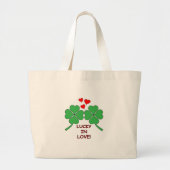 Lucky in Love Hearts Clover Grote Tote Bag (Voorkant)