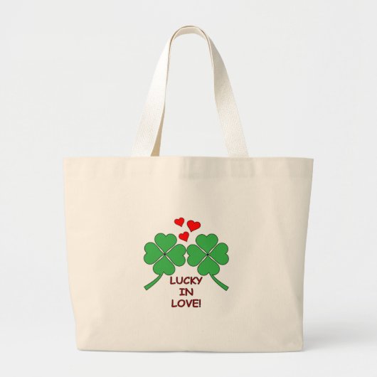 Lucky in Love Hearts Clover Grote Tote Bag (Voorkant)