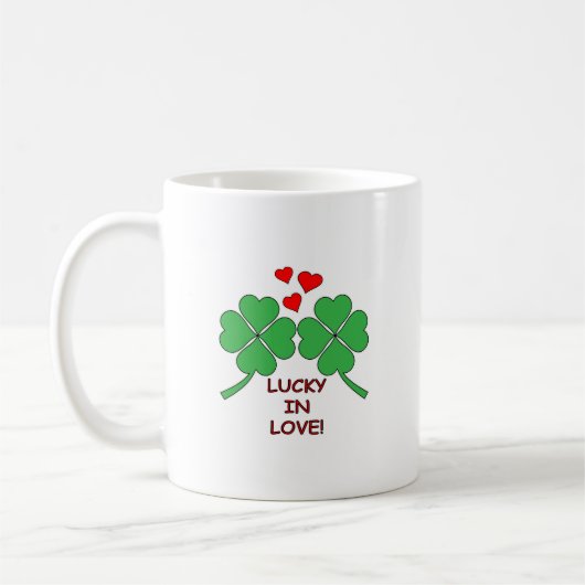 Lucky in Love Hearts Clover Koffiemok (Links)