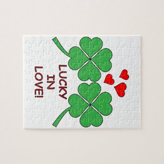 Lucky in Love Hearts Clover Legpuzzel (Horizontaal)