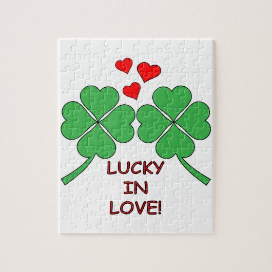 Lucky in Love Hearts Clover Legpuzzel (Verticaal)