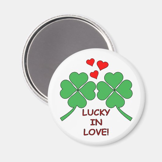 Lucky in Love Hearts Clover Magneet (Voorkant / Achterkant)
