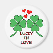 Lucky in Love Hearts Clover Magneet (Voorkant)