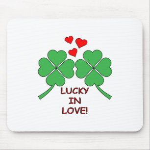 Lucky in Love Hearts Clover Muismat