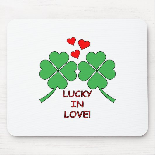 Lucky in Love Hearts Clover Muismat (Voorkant)