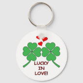 Lucky in Love Hearts Clover Sleutelhanger (Voorkant)