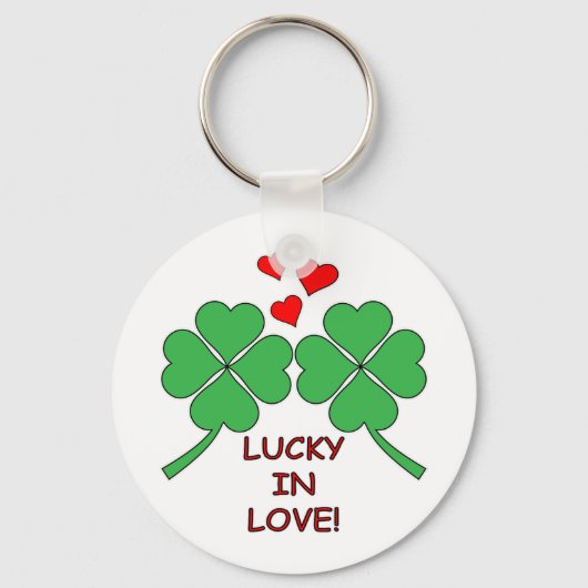 Lucky in Love Hearts Clover Sleutelhanger (Voorkant)