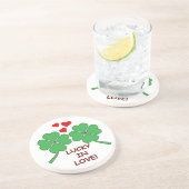 Lucky in Love Hearts Clover Zandsteen Onderzetter (Zijkant)