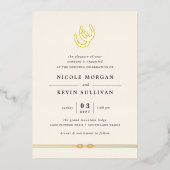 Lucky in Love | Hoefijzer bruiloft Folie Uitnodiging (Voorkant)