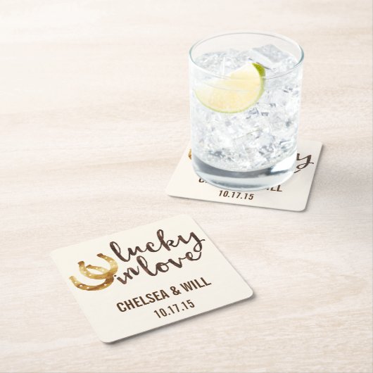 Lucky in Love Hoefijzer bruiloft Onderzetters (Insitu)