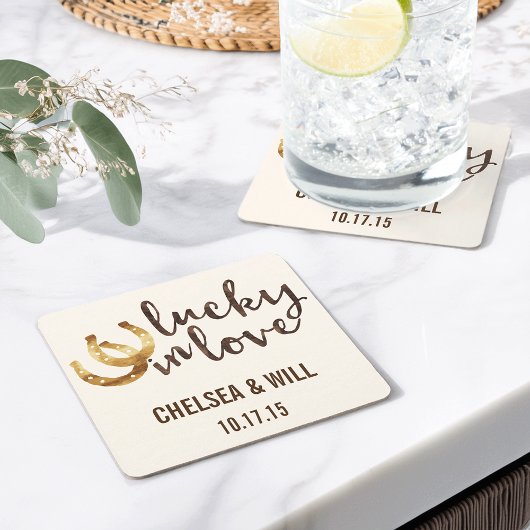 Lucky in Love Hoefijzer bruiloft Onderzetters