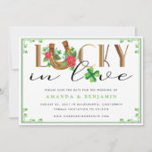 Lucky In Love Hoefijzer en Shamrock Save The Date (Voorkant)