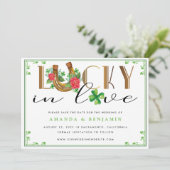 Lucky In Love Hoefijzer en Shamrock Save The Date (Staand voorkant)