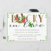 Lucky In Love Hoefijzer en Shamrock Save The Date (Voorkant / Achterkant)
