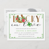 Lucky In Love Hoefijzer en Shamrock slaan de datum Briefkaart (Voorkant / Achterkant)