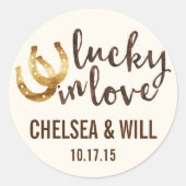 Lucky in Love Hoefijzer Gepersonaliseerde Stickers (Voorkant)