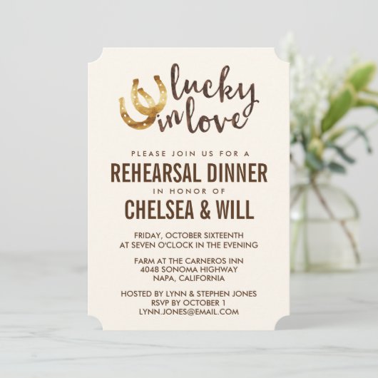 Lucky in Love Hoefijzer repetitie diner Kaart (Staand voorkant)