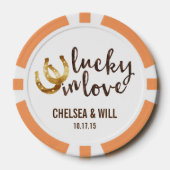 Lucky in Love Hoefijzer Wedding Favor Pokerchips (Voorkant)