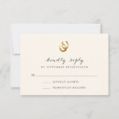 Lucky in Love Hoefijzer Wedding RSVP Kaart (Voorkant)