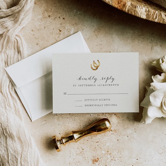 Lucky in Love Hoefijzer Wedding RSVP Kaart