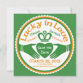 Lucky in Love Irish Claddagh Wedding Save the Date (Voorkant)