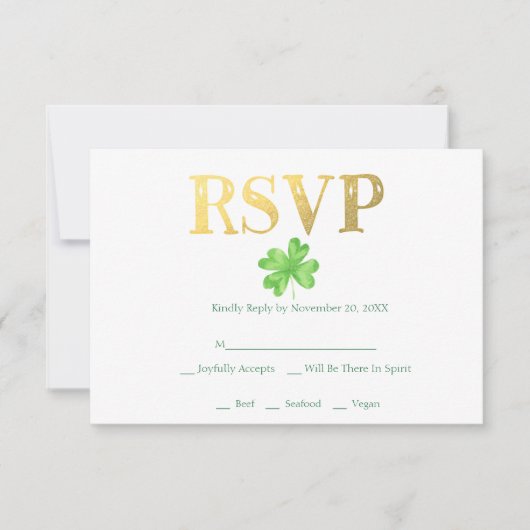 Lucky in Love | Irish Wedding RSVP Kaartje (Voorkant)