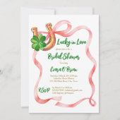 Lucky in love klaverblad strik lint vrijgezellenfe kaart (Voorkant)