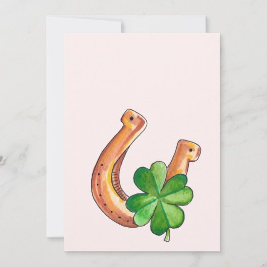 Lucky in love klaverblad strik lint vrijgezellenfe kaart (Achterkant)