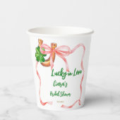 Lucky in love klaverblad strik lint vrijgezellenfe papieren bekers (Achterkant)