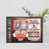 Lucky in Love Las Vegas Red Wedding Invite Kaart (Staand voorkant)