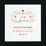 Lucky In Love Las Vegas Wedding Servet<br><div class="desc">Lucky in liefde design met monogram- en rolwerk en harten en diamanten die verwijzen naar een kaartenset. Thematisch maar nog steeds geavanceerd. Deel van een grotere trouwsuite.</div>