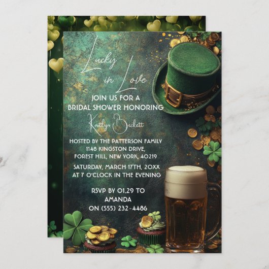 Lucky in love Leprechaun en bier groene bruid Kaart (Voorkant / Achterkant)