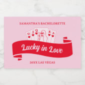 Lucky In Love Levendige Roze & Rode Bachelorette Sparkling Wijnetiket (Enkel label)