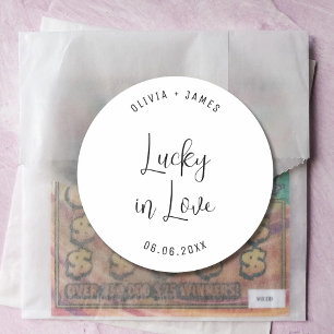 Lucky In Love Loterij Ticket Wedding Favorieten Ronde Sticker