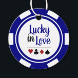Lucky In Love Navy Blauw en Wit Vegas Bruiloft Bedankjes Labels<br><div class="desc">Trouwen in Vegas of een andere leuke casino stad? Of een casino thema bruiloft? Deze "Lucky in Love" marineblauw en witte gunsttags zouden een perfecte aanvulling zijn op de gunsten van uw gast. Personaliseer uw ontwerp met uw namen in het zwart in het midden, en een trouwdatum, dank u, enz....</div>