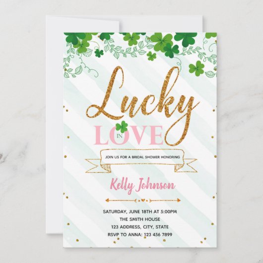 Lucky in love party-uitnodiging kaart (Voorkant)