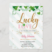 Lucky in love party-uitnodiging kaart (Voorkant / Achterkant)