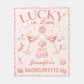 Lucky in Love Peach Cocktail Bachelorette Party Fleece Deken (Voorkant)