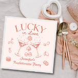 Lucky In Love Peach Cocktails Bachelorette Party Servet<br><div class="desc">Lucky In Love Peach Cocktails Bachelorette Party Servetten</div>