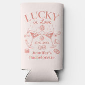 Lucky In Love Peach vrijgezellenweekend Seltzer Blikjeskoeler (Achterkant)