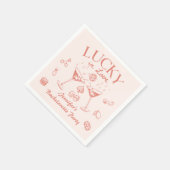 Lucky In Love Perzik Cocktails Bachelorette Feest Servet (Hoek)