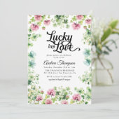Lucky in Love | Pink Green Bridal Shower Kaart (Staand voorkant)