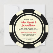 Lucky in Love Poker Chip Black Off-White Wedding Kaart (Achterkant)