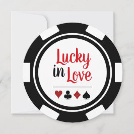 Lucky in Love Poker Chip Black White Weddenschap Kaart