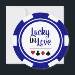 Lucky In Love Poker Chip Blue Las Vegas Wedding Kaart<br><div class="desc">Daag je gasten af door ze deze blauwe en witte 'Lucky in Love' pokerchips trouwuitnodigingen te sturen. Ze wachten vol ongeduld om bij je te zijn op deze leuke bruiloft.</div>