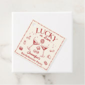 Lucky In Love Red Bachelorette Party Classic Bedankjes Labels (In situ)